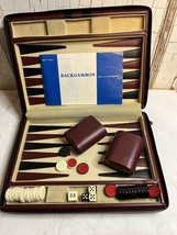 Vintage Backgammon Set White/Black Chips 16x11” Board Travel Briefcase - £18.30 GBP