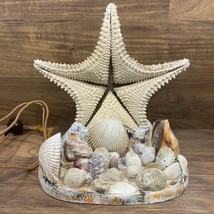 Vtg 50&#39;s/60&#39;s Starfish Night Light/TV Lamp Seashells/Coral Acrylic Base Florida - £37.27 GBP