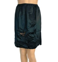 Vintage 1960s Women&#39;s Half Slip Skirt Black Lace Design Elastic Waist Sz... - $12.16