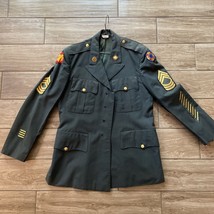 Vintage U.S. Army Green Dress Uniform Jacket Patches with Gold Buttons Size 40 - £47.17 GBP