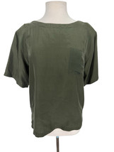 JUST SILK Vintage 100% Silk Short Sleeve Blouse Size L W/ Shoulder Pads ... - $25.15