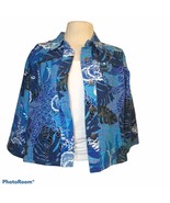 Ruby Rd. Blue Floral Pattern Denim Jacket 3/4 Sleeves Ladies Size 12 Pet... - $244.80 MXN