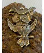 Vtg 800 Fine Silver MCM Owl Pendant 14.98g Fine Jewelry Wisdom Amulet Ne... - £27.61 GBP