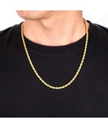 14K Gold Rope Silver Chain Necklace - Durable | Italian Made | Diamond C... - $4,150.27 MXN