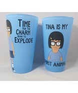 Bobs Burgers Pint Glasses 2 set Tina Belcher &quot;Spirit Animal&quot; The Charm B... - $22.50 CAD