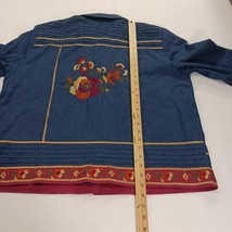 Coldwater Creek RN#98516 Women's Blue Floral Applique Embroidered Jacket Size XL image 5