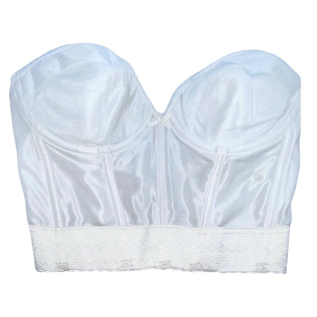 Marionat 38C White Nylon Corset Vintage Bridal Bra - $23.04