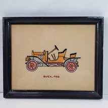 Vintage Automotive Handcrafted Cross Stitch Buick 1908 Framed ART 11x9 Inch - £19.56 GBP