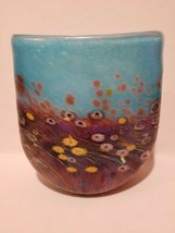 Robert Held Signed Art Glass Iridescent Floral Vase Made In Canada - £296.70 GBP