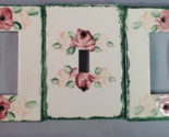 Ceramic Light Switch Plates Handpainted Roses Toggle Rocker Set of 3 Vin... - $27.23