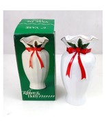 Vintage 1986 Action Industries Ribbon &amp; Holly 6&quot; Porcelain Vase #4939 Wi... - $239.91 MXN