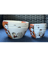 4 FALL LEAVES Peanuts Soup / Cereal Bowls &amp; 4 Snack Bowls Charlie Brown ... - £36.05 GBP