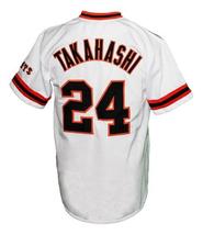 Yoshinobu Takahashi 24 Yomiuri Giants Tokyo Button Down Baseball Jersey Any Size image 2