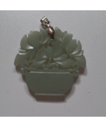 EXQUISITE CHINESE HETIAN JADE CARVED FLOWER'S VASE PENDANT - $545.99