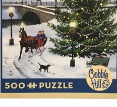 Christmas Cobble Hill Village Tree 500 Piece Jigsaw Puzzle Pre Owned Complete - £12.77 GBP