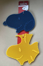 Brand New P EAN Uts Snoopy &amp; Woodstock Silicone Trivet Hot Pad Set Blue &amp; Yellow - £15.72 GBP