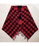 Madewell Buffalo Plaid Red Black 27&quot;x72&quot; Arm Holes Boho Wrap Shawl - $570.23 MXN