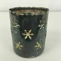 Silver Metal Snowflakes Cut-Out Candle Holder Votive Tea Light 3.5&quot; Vintage - £12.88 GBP