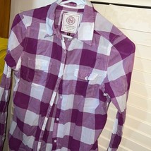 SO Purple and white plaid button down shirt - £9.30 GBP