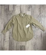Athleta Midday Relaxed Poplin Shirt Button Up Long Sleeve Green Medium - $50.23