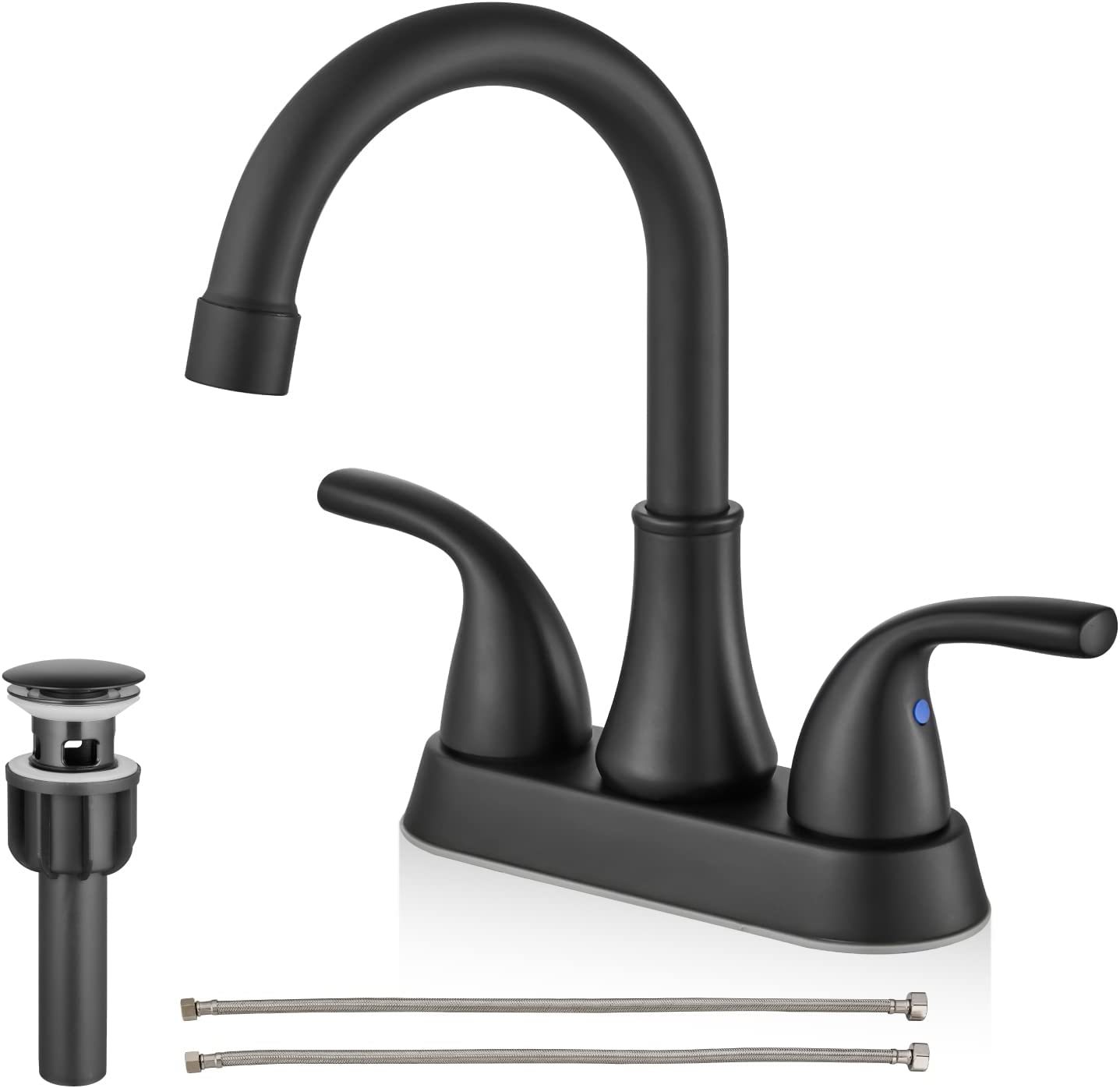 Cinwiny Matte Black Centerset 4 Inch Bathroom Sink Faucet With Two Handl... - $41.99