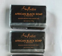 2 pack Shea Moisture African Black Blemish-Prone Facial &amp; Body Soap 3.5 oz - £12.42 GBP
