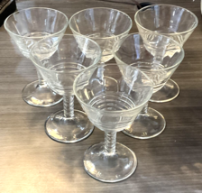Set Of 6 Vintage Federal Glass 5" Tall Champagne Sherbert Ripple Stem NO Floral - $71.28