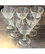 Set Of 6 Vintage Federal Glass 5&quot; Tall Champagne Sherbert Ripple Stem NO... - £56.31 GBP