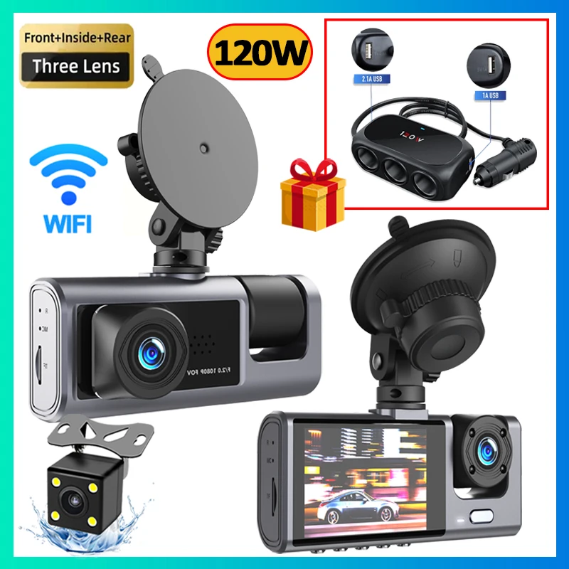 1080P 3 Camera Dash Cam for Cars WIFI Video Recorder Car DVR Rear View Camera - £33.56 GBP+