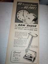 Vintage Gem Razor Better Shaves or Money Back Print Magazine Advertiseme... - $8.99