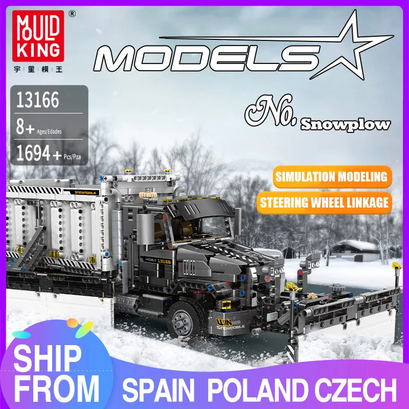 MOULD KING 13166 Technical MOC-29800 Bricks Snowplow Truck Model Building Blo - £134.76 GBP