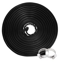 Heavy Duty 1-1/2" X 100' Thick 1.2Mm Black Backwash Pool Hose With Clamp - Flat  - £72.17 GBP