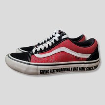 RARE Vans Old Skool Red/Black/White Spellout Sneakers - Men&#39;s Size 7 - £31.65 GBP