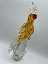 Cockatoo Art Glass Yellow Red Gold Clear Parrot Cockatiel Bird Sculpture 14” - $120.00