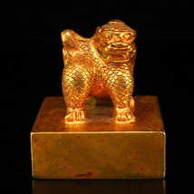 Vintage Chinese Gilt Gold Red Copper Divine Beast Seal / Stamp - £142.36 GBP
