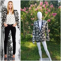 Juicy Couture Black brocade Metal lame Floral Blazer size 14 $248 - £105.17 GBP