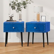 Modern Velvet Nightstand Set of 2 w/ Drawer - $145.99