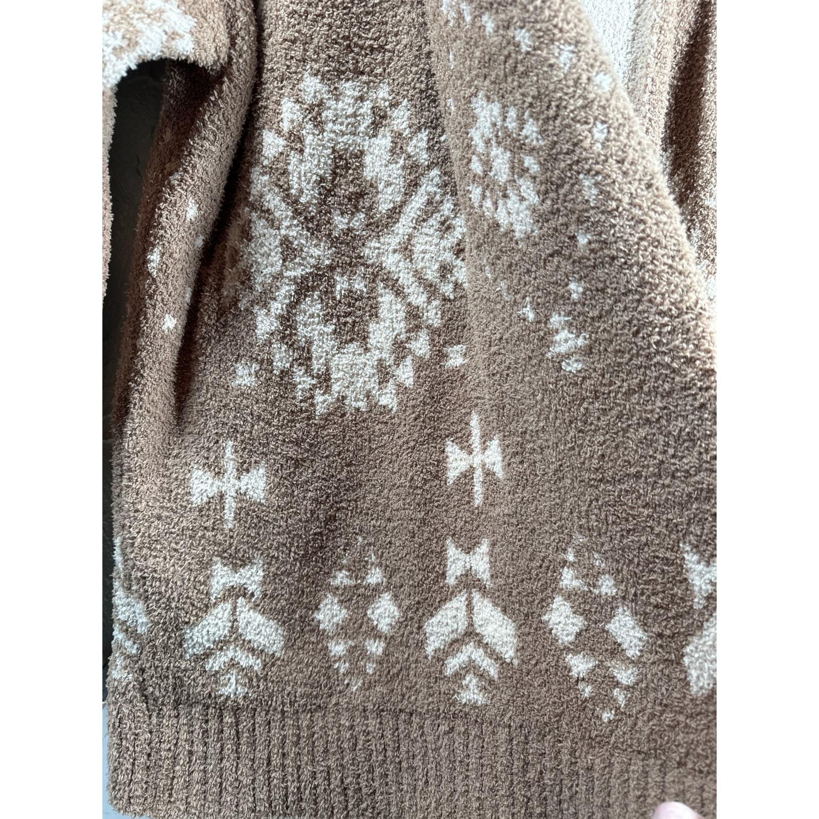 Knox Rose Aztec Southwestern Plush Fleece Cardigan Jacket Brown Cream Size XS Item image 2