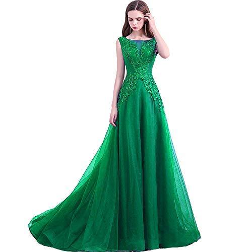 Kivary Plus Size Sheer Bateau Beaded Lace Long Formal Prom Evening Dress Green U