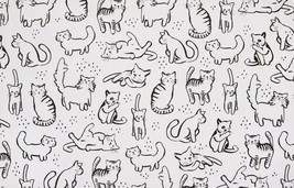 Set Of 4 Same Plastic Printed Placemats, 11&quot;x17&quot;, Black &amp; White Cats Faces, Hl - £16.06 GBP