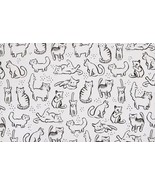 Set Of 4 Same Plastic Printed Placemats, 11&quot;x17&quot;, BLACK &amp; WHITE CATS FAC... - £15.81 GBP