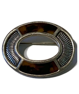 Anne Klein Oval Concentric Circle Mourning Brooch Vintage Lapel Pin - £19.51 GBP