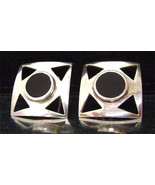 Vintage Sterling Onyx Earrings Modernist Square Mexico 925 Signed MGN - £21.70 GBP