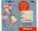 Braniff International Airways Ticket Jacket Passenger Identification 1950&#39;s - $31.68