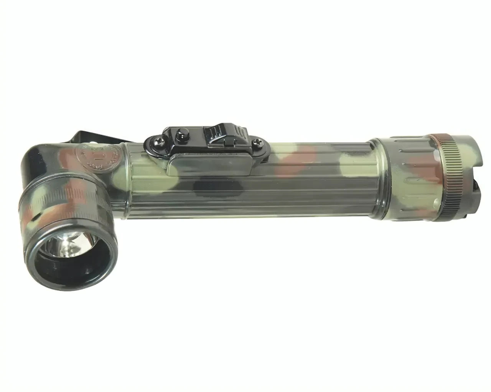 Mil-Tec Small Angle Head LED Flashlight 2AA White Flecktarn Camo 15143021 Item image 2
