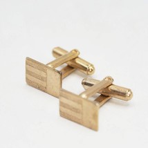 Cufflink Set Mens Mid Century Design Gold Tone Rectangle - $29.69