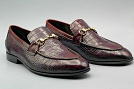 Men&#39;s Handmade Real Brown &amp; Purple Shaded Crocodile Leather Moccasin Shoe - £115.37 GBP