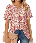 Womens Tops Dressy Blouses V Neck Short Sleeve Tunic Tops Casual Work Sh... - €31,89 EUR