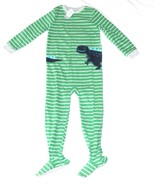 Carters Fleece Footed Pajama Blanket Sleeper 7 Striped Dinosaur Dino Gre... - $497.07 MXN