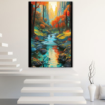 Forest Stream Canvas Painting Wall Art Poster Landscape Canvas Print Picture - £11.00 GBP+